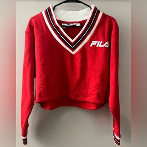Fila Women's Red V-Neck Hoodie